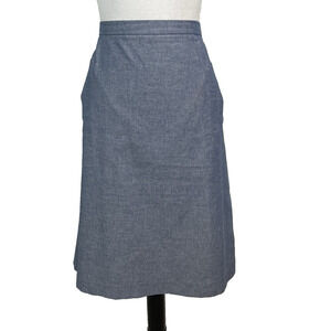 Kasper Skirt size 10 Blue Chambray Knee A Line Pockets Modest Casual Career